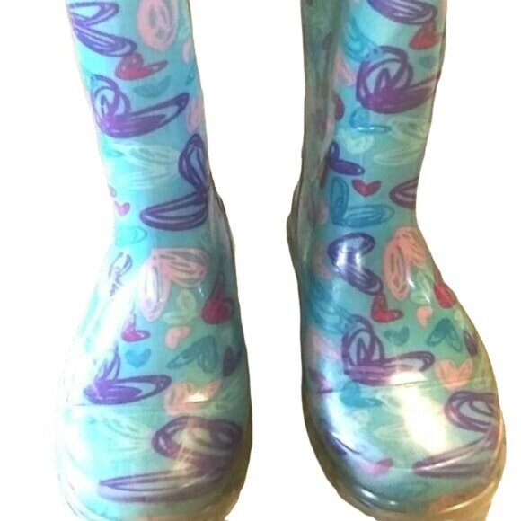 Western Chief Girls Light-Up Rain Boots With Heart Print Size 11 - Picture 4 of 10